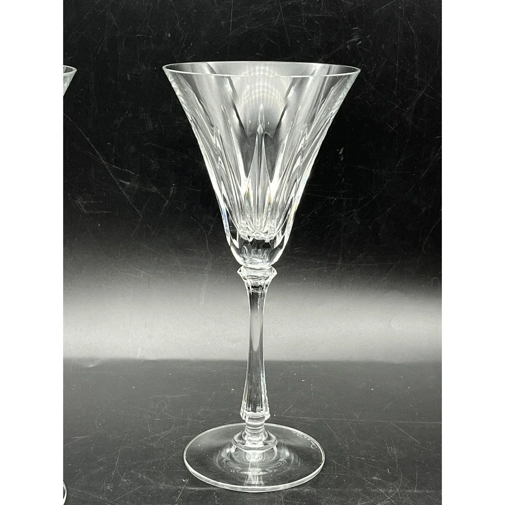 4 Signed Oscar de la Renta TIFTON Crystal Wine Champagne Glasses